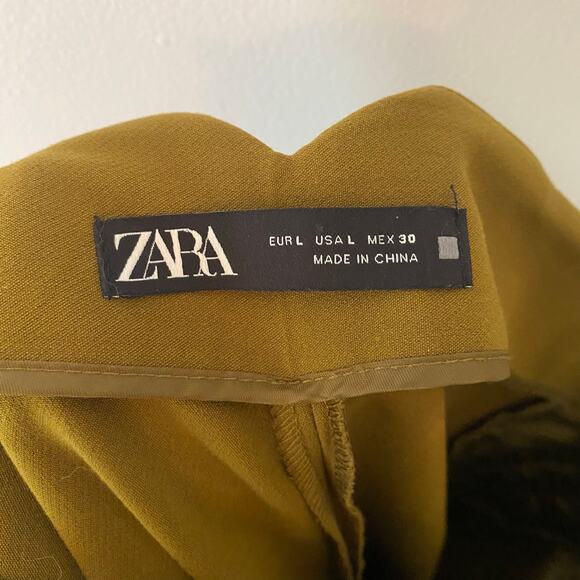 Zara Olive Green Straight Leg Ankle Dress Pants Slacks Workwear Women's Large - Picture 3 of 12